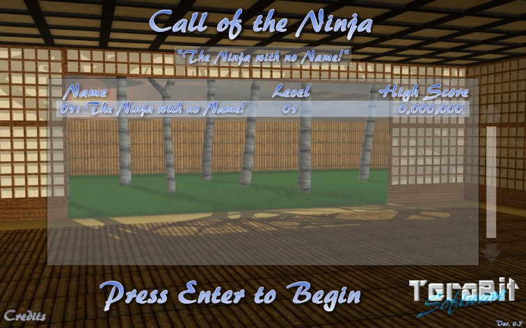 Call of the Ninja Menu